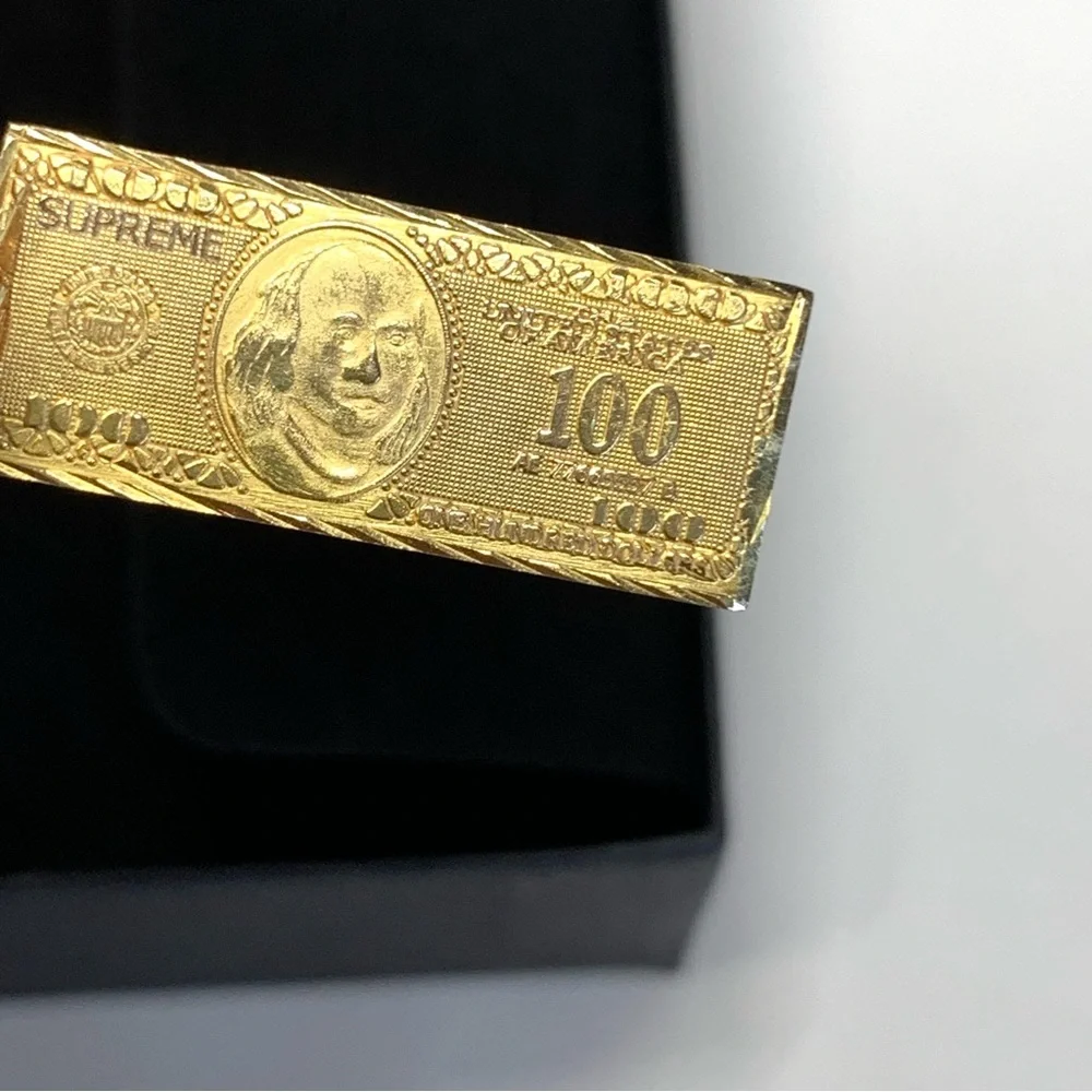 Authentic SUPREME 14K Solid Gold $100 Bill Dollar Pendant